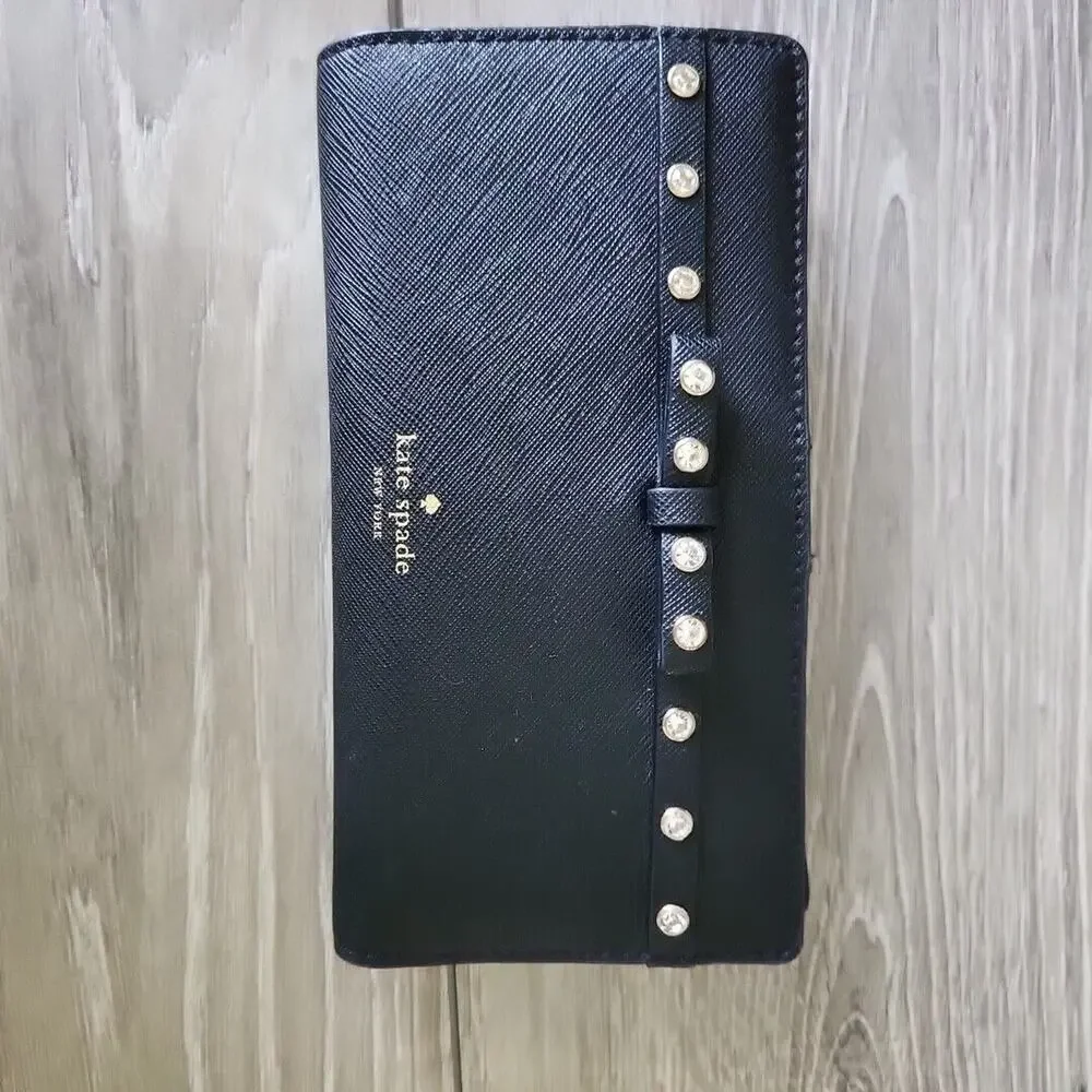 Kate Spade New York‎ Laurel Way Jeweled Small Hadlee Handbag + Wallet Black EUC